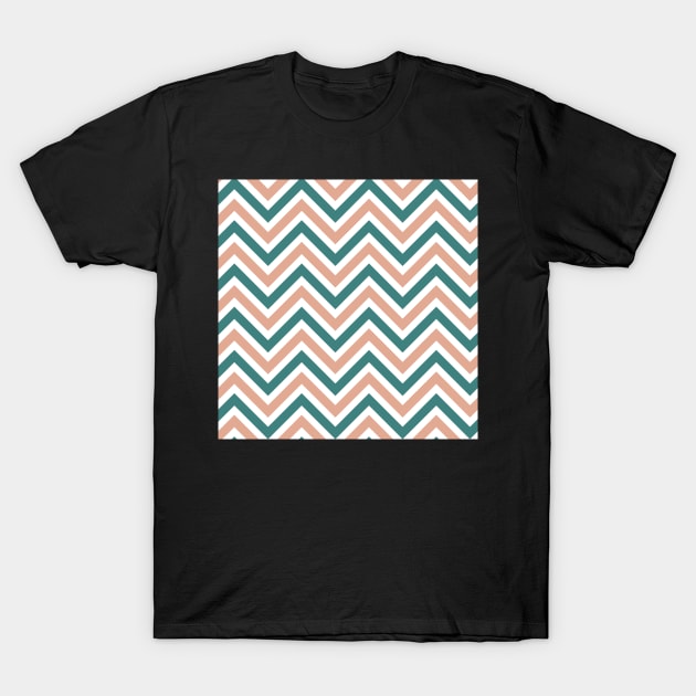 Dark Green Salmon Peach Pattern T-Shirt by 2CreativeNomads